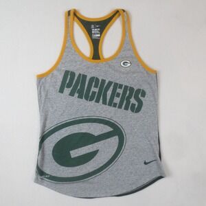 Green Bay Packers NFL Nike Tank Top Womens Medium Gray Green Racer Back‎ Graphic